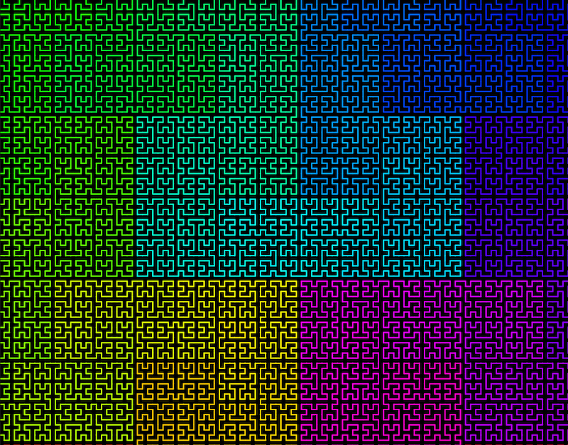 dragon curve, gosper curve and hilbert curve with L-system