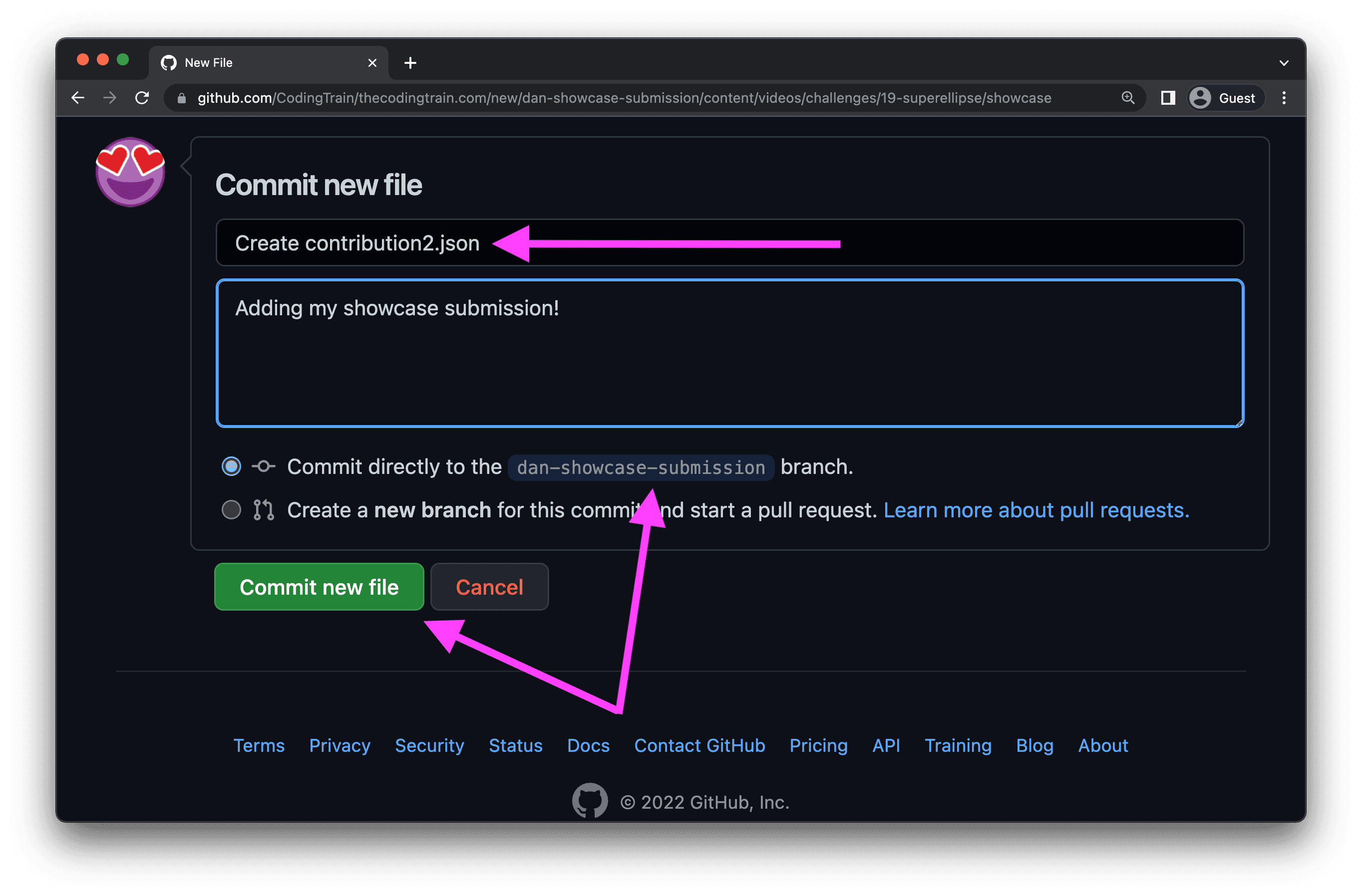 Committing the file