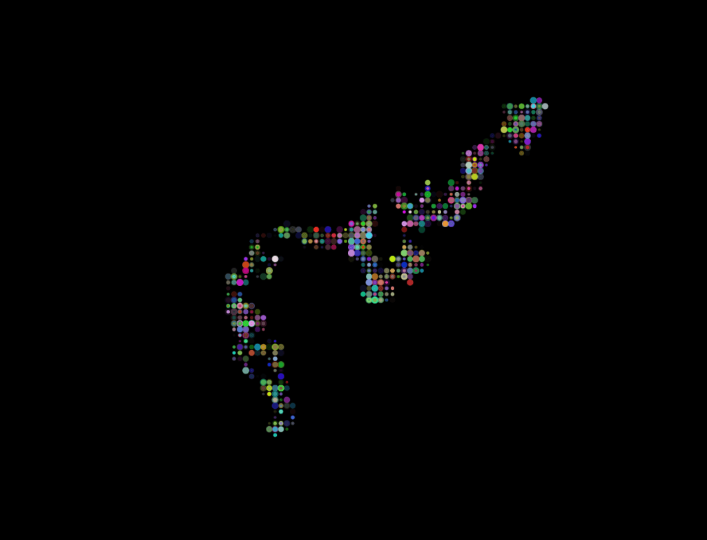 Random walk with random colours, random alpha and random size!